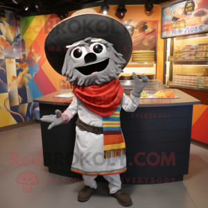 Gray Fajitas mascot costume character dressed with a Shorts and Wraps