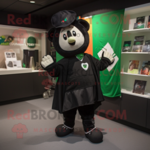 Black Irish Flag mascot costume character dressed with a V-Neck Tee and Lapel pins