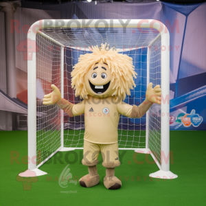 Beige Soccer Goal maskot...