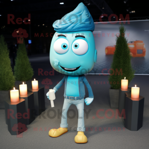 Cyan doftljus maskot kostym...