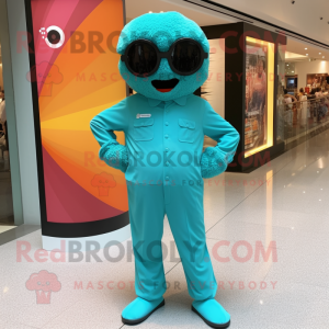 Teal Candy Box maskot drakt...