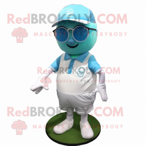 Cyan golfball maskot drakt...