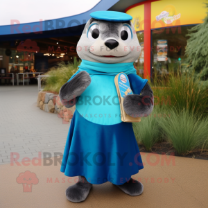 Blue Otter maskot drakt...