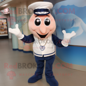 Navy Shrimp Scampi mascot costume character dressed with a Chinos and Bracelets