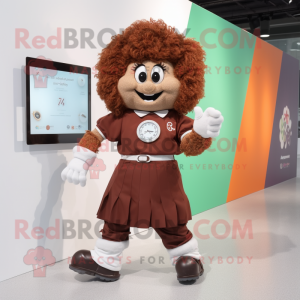 Brown Irish Dancing Shoes mascot costume character dressed with a Poplin Shirt and Digital watches