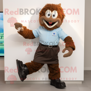 Brown Irish Dancing Shoes mascot costume character dressed with a Poplin Shirt and Digital watches