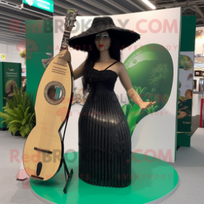 Black Celtic Harp mascot costume character dressed with a Bikini and Hats