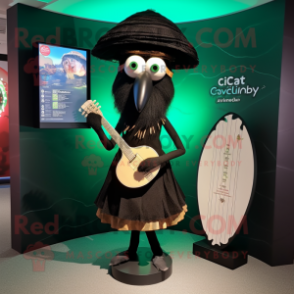 Black Celtic Harp mascot costume character dressed with a Bikini and Hats