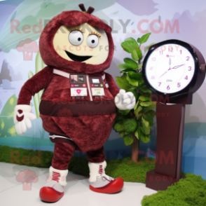 Brown Raspberry mascot costume character dressed with a Bikini and Digital watches