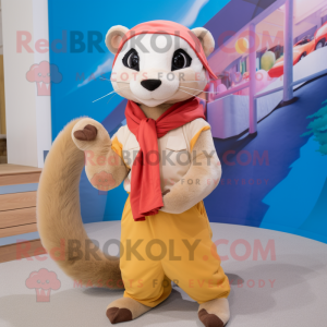 Tan Ferret maskot kostume...