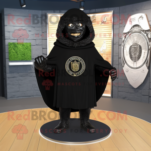 Black Celtic Shield mascot costume character dressed with a Hoodie and Pocket squares