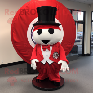 Red Gyro mascot costume character dressed with a Tuxedo and Shawl pins