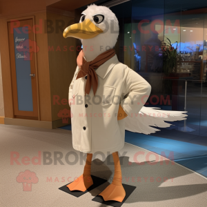 Tan Seagull maskot kostume...