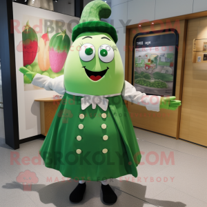 nan Cucumber mascot costume character dressed with a Dress and Lapel pins