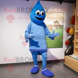 Blue Falafel mascot costume character dressed with a Leggings and Shoe laces
