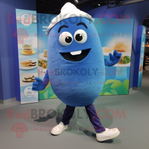 Blue Falafel mascot costume character dressed with a Leggings and Shoe laces