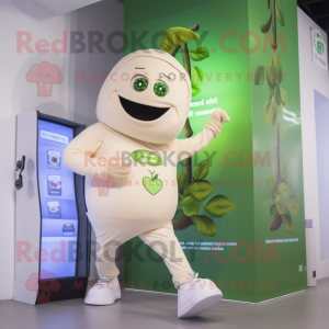 Cream Beanstalk mascot costume character dressed with a Joggers and Digital watches