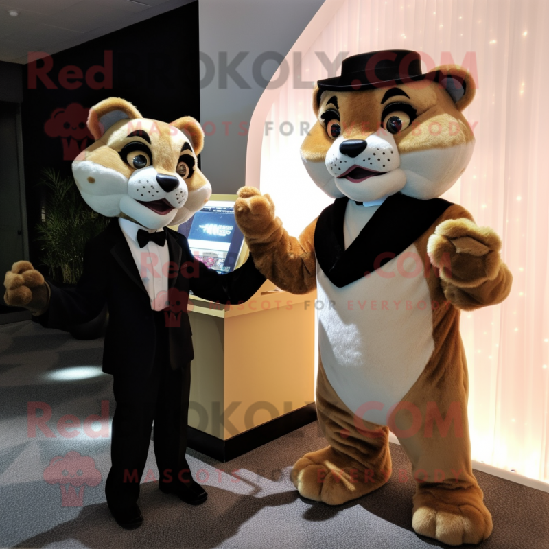 nan Mountain Lion mascot costume character dressed with a Tuxedo and Watches