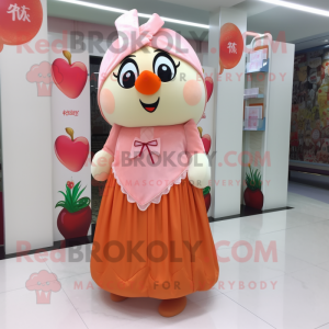 Peach Love Letter mascot costume character dressed with a Dress Shirt and Shawls