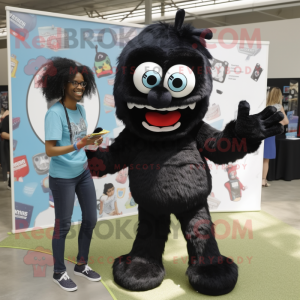 Black Candy Box mascot costume character dressed with a Mom Jeans and Reading glasses