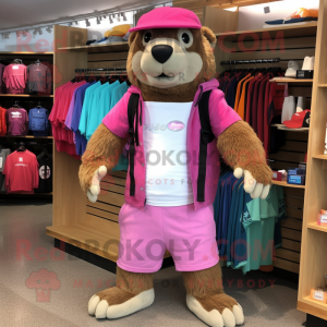 Rosa Marmot Maskottchen...