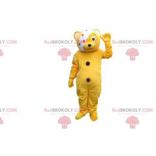 Mascotte de grand nounours orange avec un bandage -