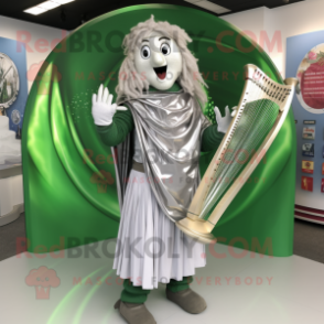 Silver Celtic Harp mascot costume character dressed with a Joggers and Ties
