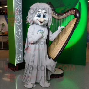 Silver Celtic Harp mascot costume character dressed with a Joggers and Ties