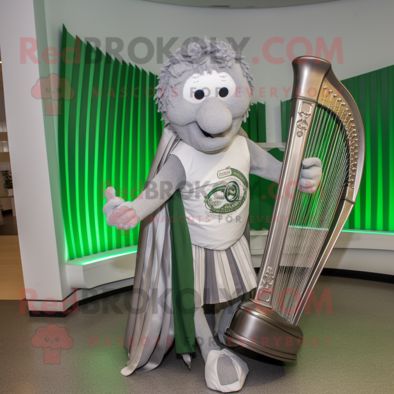 Silver Celtic Harp mascot costume character dressed with a Joggers and Ties