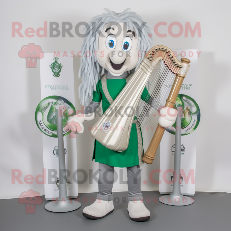 Silver Celtic Harp mascot costume character dressed with a Joggers and Ties