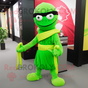 Limegrøn Ninja maskot...