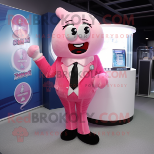 Pink Ice mascot costume character dressed with a Suit and Hairpins