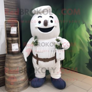 White Scented Candle mascot costume character dressed with a Cargo Pants and Cummerbunds