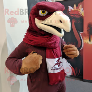 Maroon Utahraptor maskot...