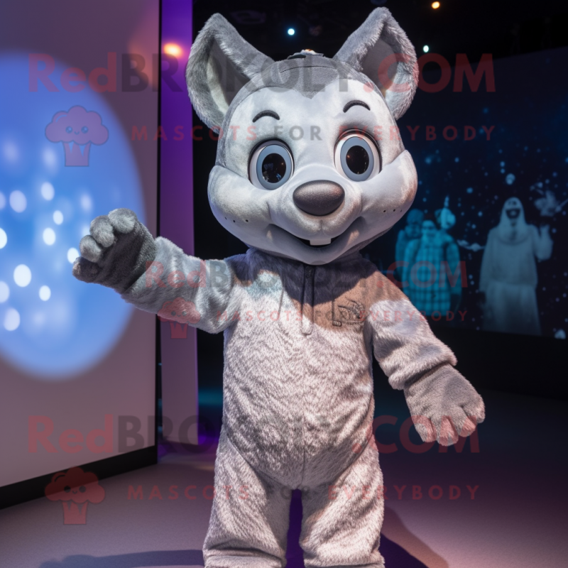 Silver But mascot costume character dressed with a Playsuit and Mittens