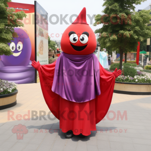 Röd aubergine maskot kostym...