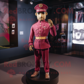 Maroon Army Soldier mascot costume character dressed with a Leggings and Cufflinks