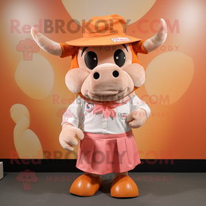 Peach Bull maskot drakt...