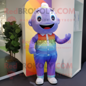 Lavender Rainbow mascot costume character dressed with a Bodysuit and Pocket squares