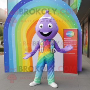 Lavender Rainbow mascot costume character dressed with a Bodysuit and Pocket squares