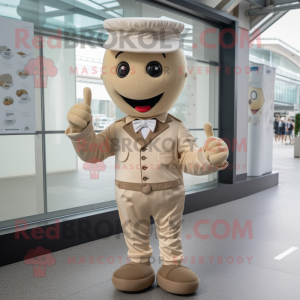 Tan Ice Cream mascot costume character dressed with a Chinos and Cufflinks