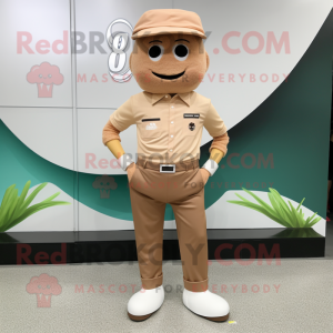 Tan Ice Cream mascot costume character dressed with a Chinos and Cufflinks