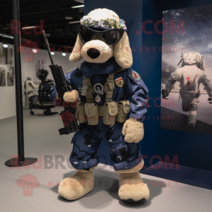 Navy Special Air Service mascot costume character dressed with a Shorts and Foot pads