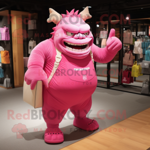 Pink Ogre maskot drakt...