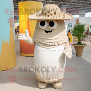 Beige Enchiladas mascot costume character dressed with a Swimwear and Rings