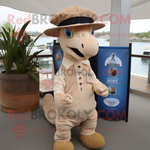 Beige Sea Horse maskot...