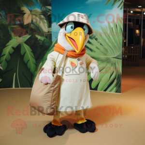 Cream Toucan maskot kostume...