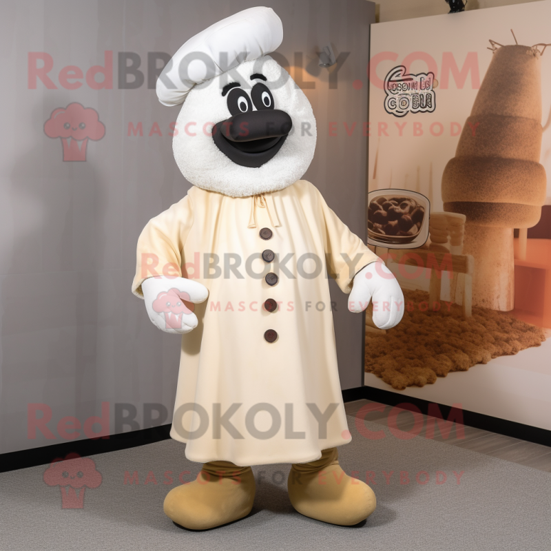Cream Meatballs mascot costume character dressed with a Coat and Cummerbunds
