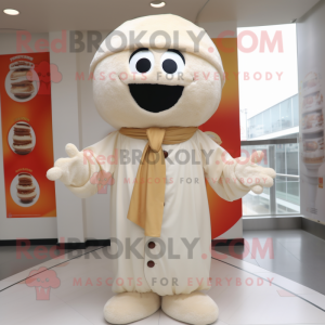 Cream Meatballs mascot costume character dressed with a Coat and Cummerbunds