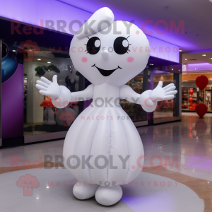 White Heart Shaped Balloons mascot costume character dressed with a Shift Dress and Gloves
